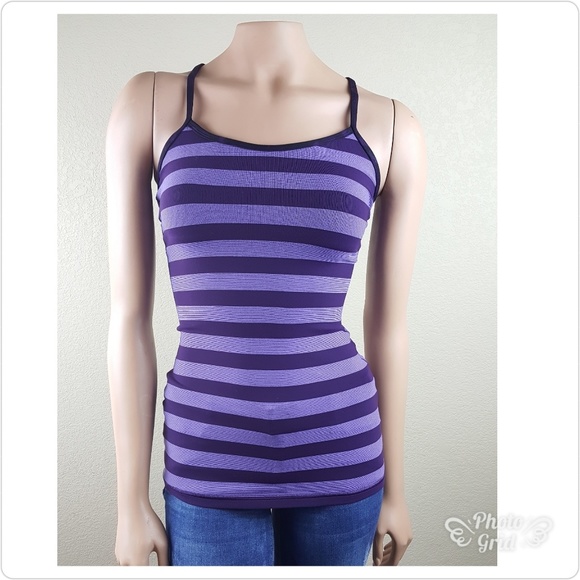 lululemon athletica Tops - Lululemon Power Y Purple Striped Tank